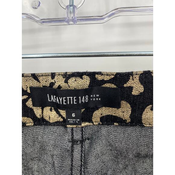 Lafayette 148 Pants Woman’s 6 Tapestry Print Luxury Black & Gold - Picture 5 of 11